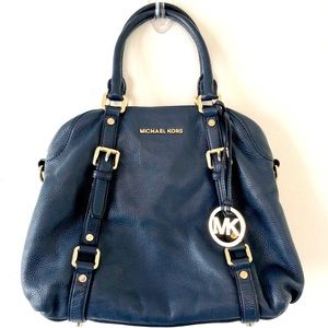 Michael Kors Bedford Leather Bag in Navy Blue